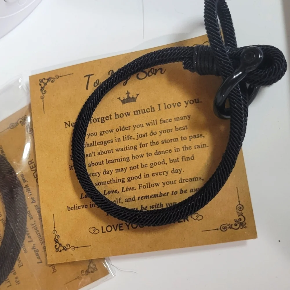 SON - ROPE STAINLESS STEEL BRACELET W/ POEM. FROM MOM_6